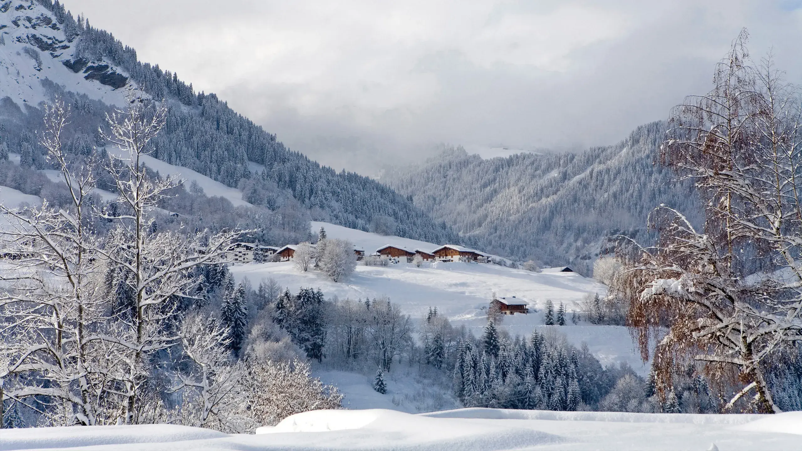 Vue générale de la station de Megève enneigé