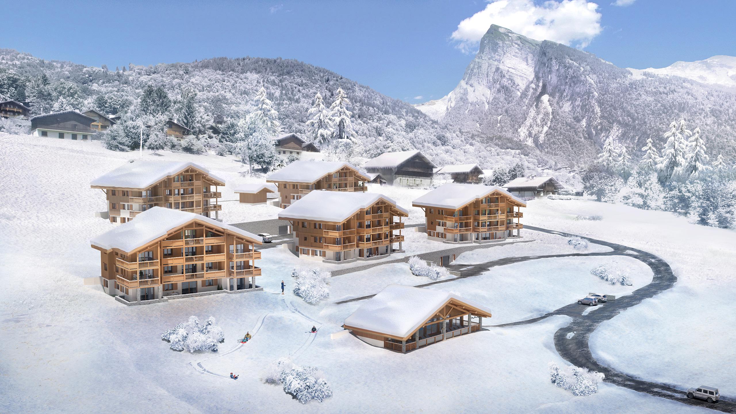 Vue extérieure des Chalets Bérénice à Samoëns
