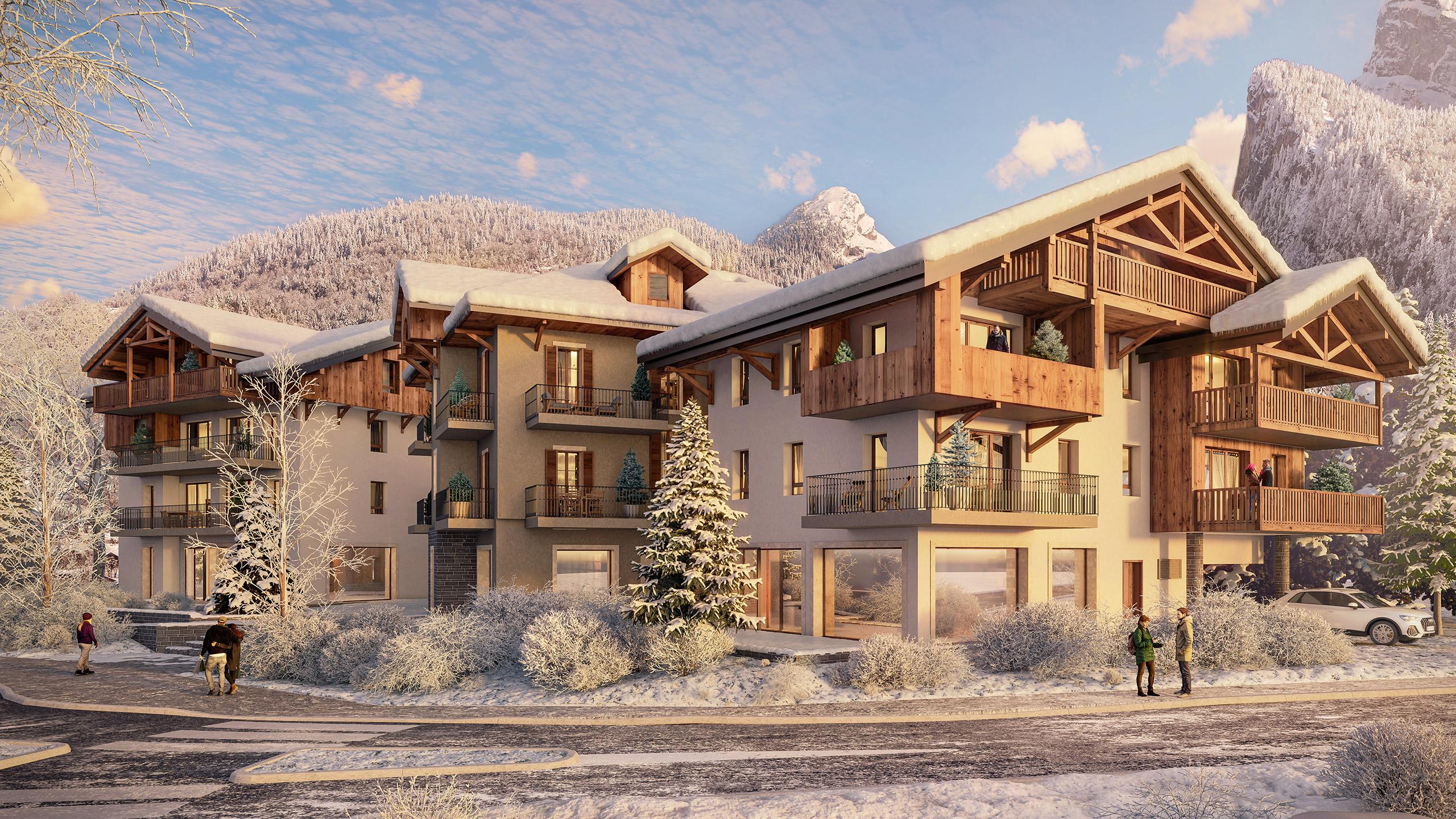 vue extérieure sous la neige de Villa Majestic