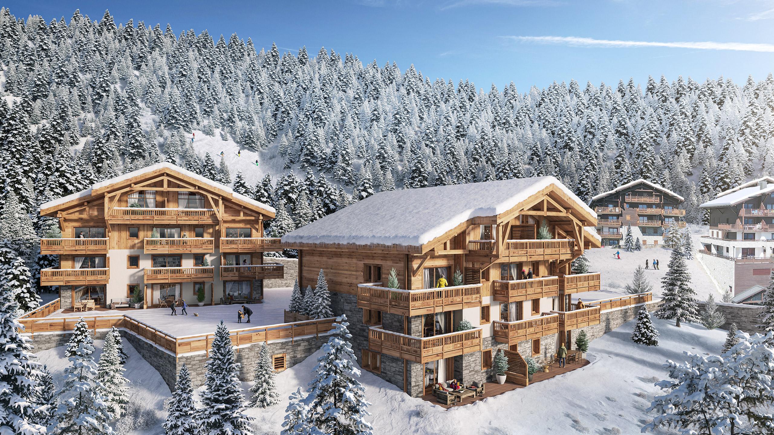 vue extérieure de la résidence Chalets Myrna aux Saisies