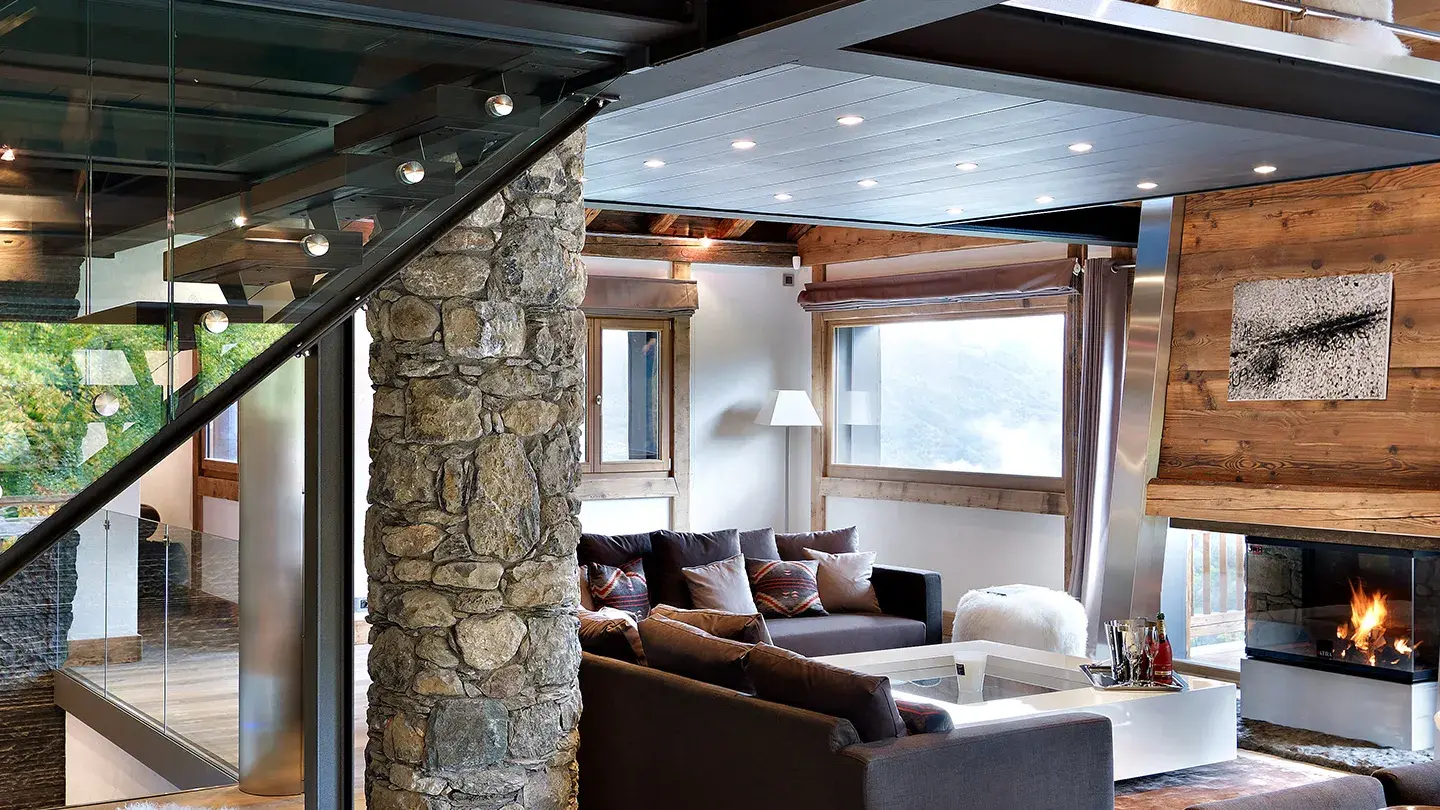 Chalet Apsara - Chalet de prestige - Méribel - Pièce à vivre - Cheminée