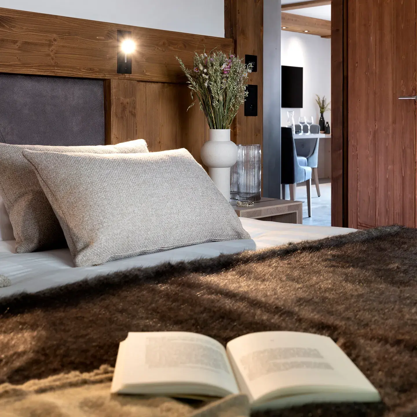 Chambre parental des appartements à vendre aux Chalets Láska situés aux Contamines Montjoie