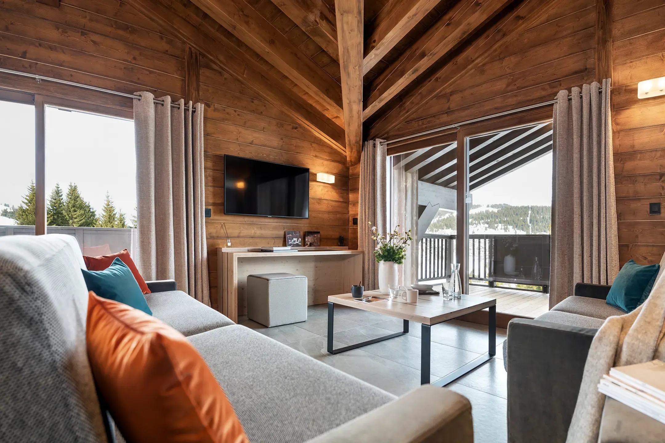 Salon d'un appartement à Amaya aux Saisies