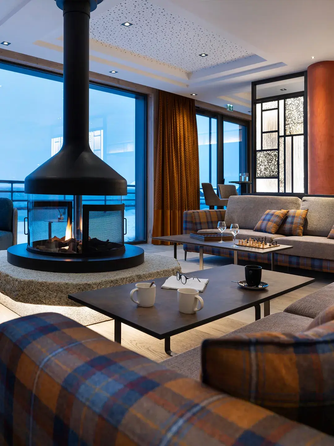 L coin cheminée de l'hôtel & résidence Alpen Lodge à La Rosière