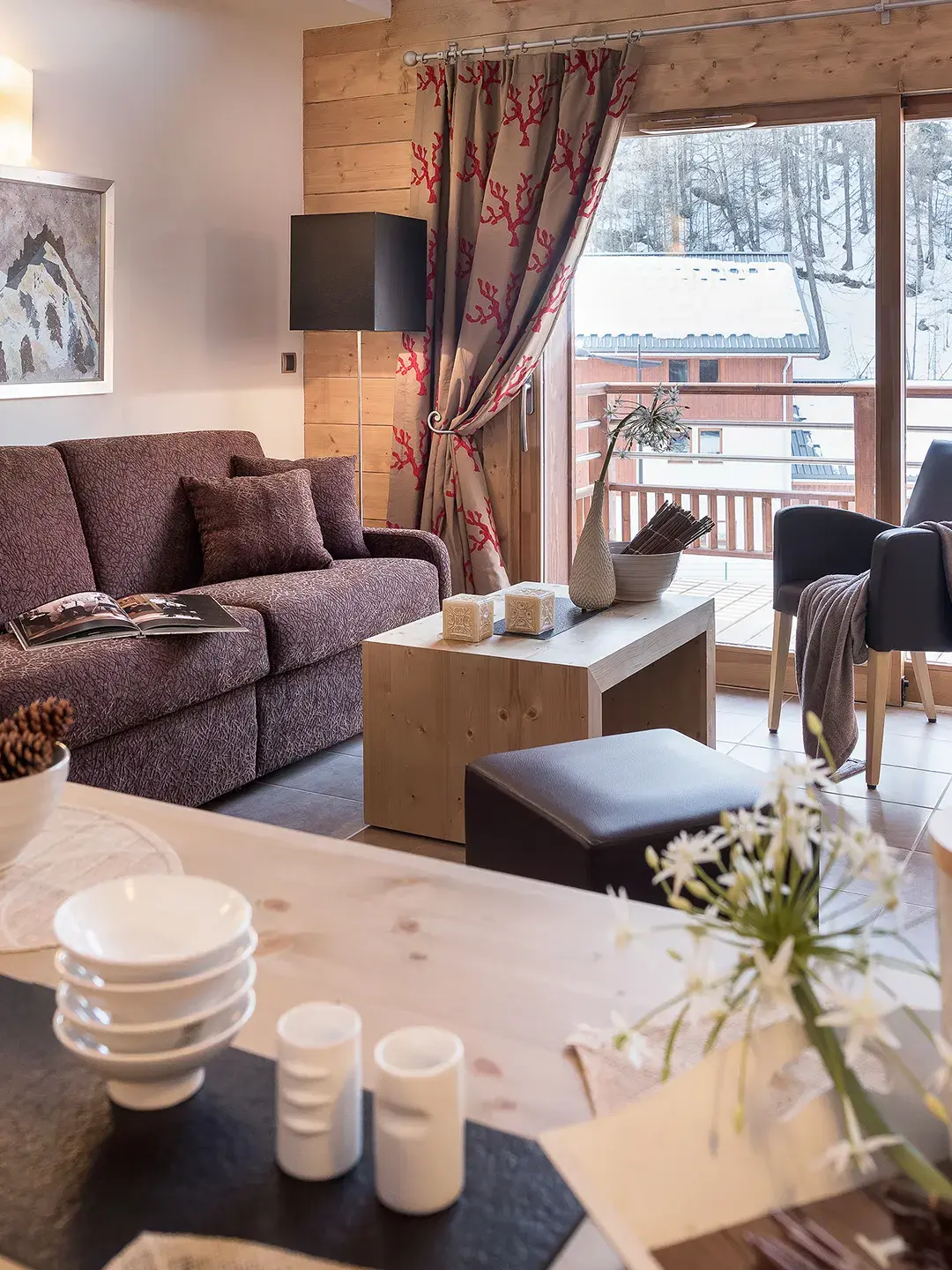 Salon appartement Chalets Akasha situé aux Saisies