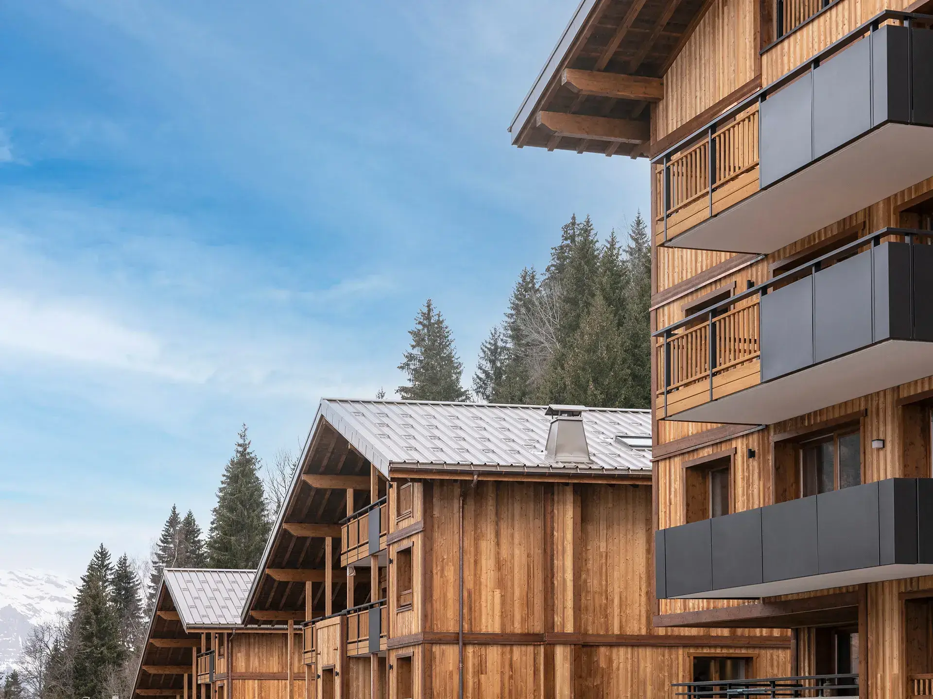 Vue extérieure de la résidence Chalets Láska aux Contamines-Montjoie