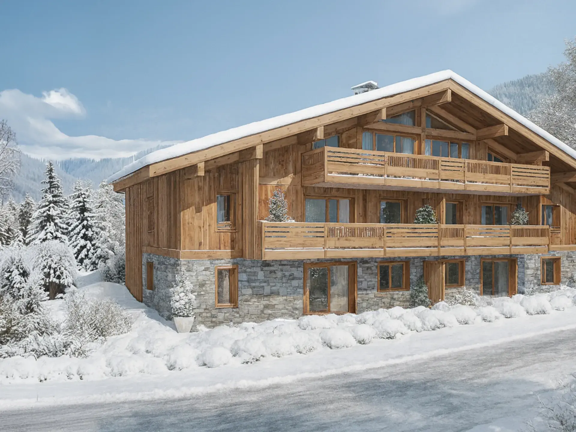 Chalet Victorine aux Carroz d’Arâches, extérieur enneigé