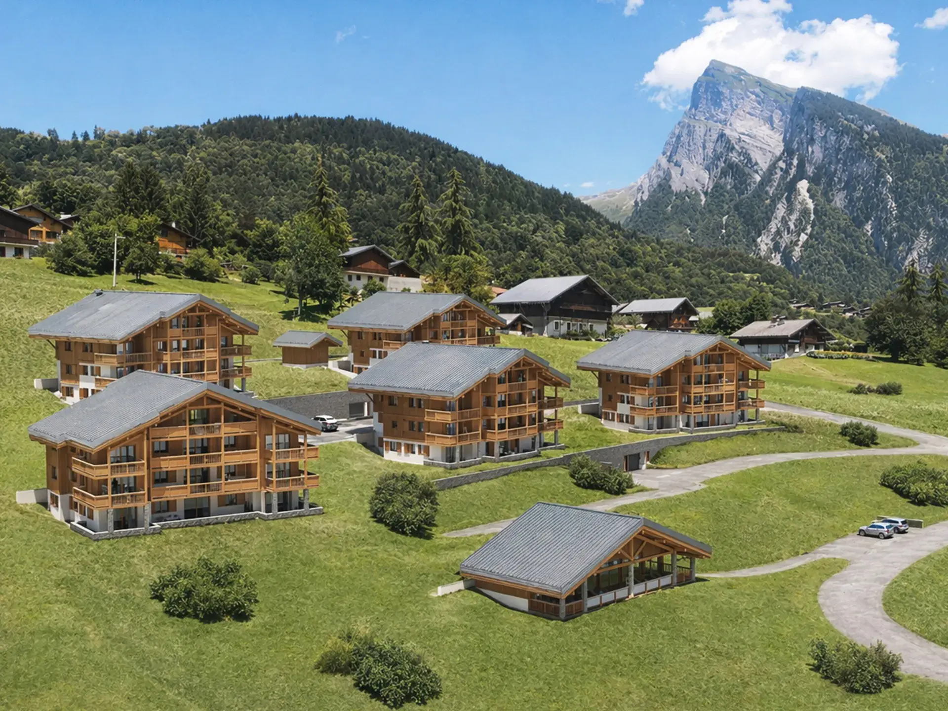 Chalets Bérénice à Samoëns, avec piscine en été