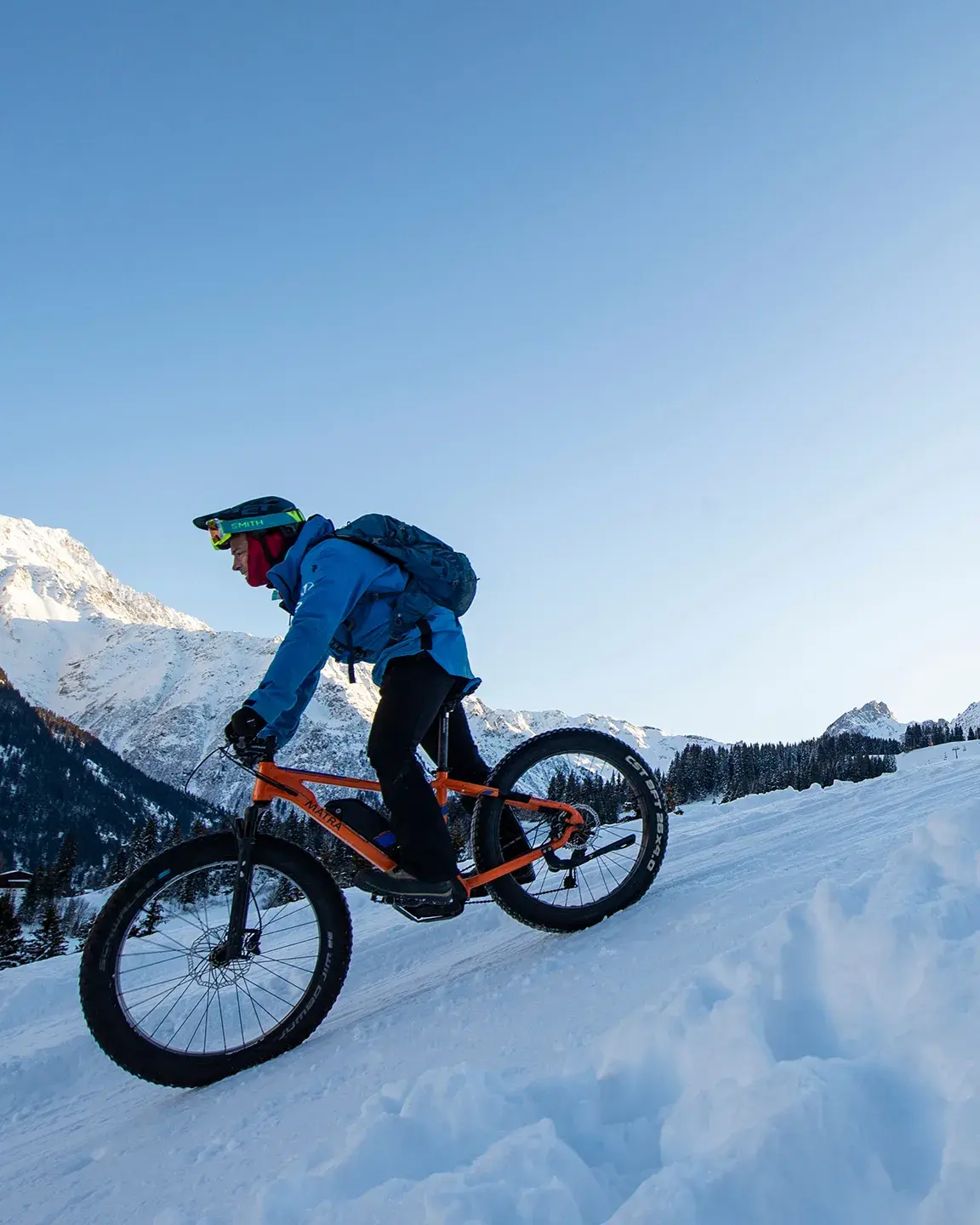Massif du Mont-Blanc - Les Contamines-Montjoie - Hiver - Vélo sur neige