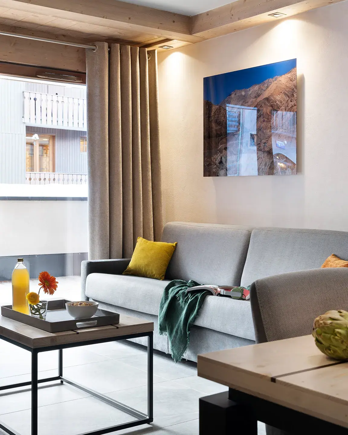 Ambiance et décoration du salon de la résidence Akoya à Valmorel