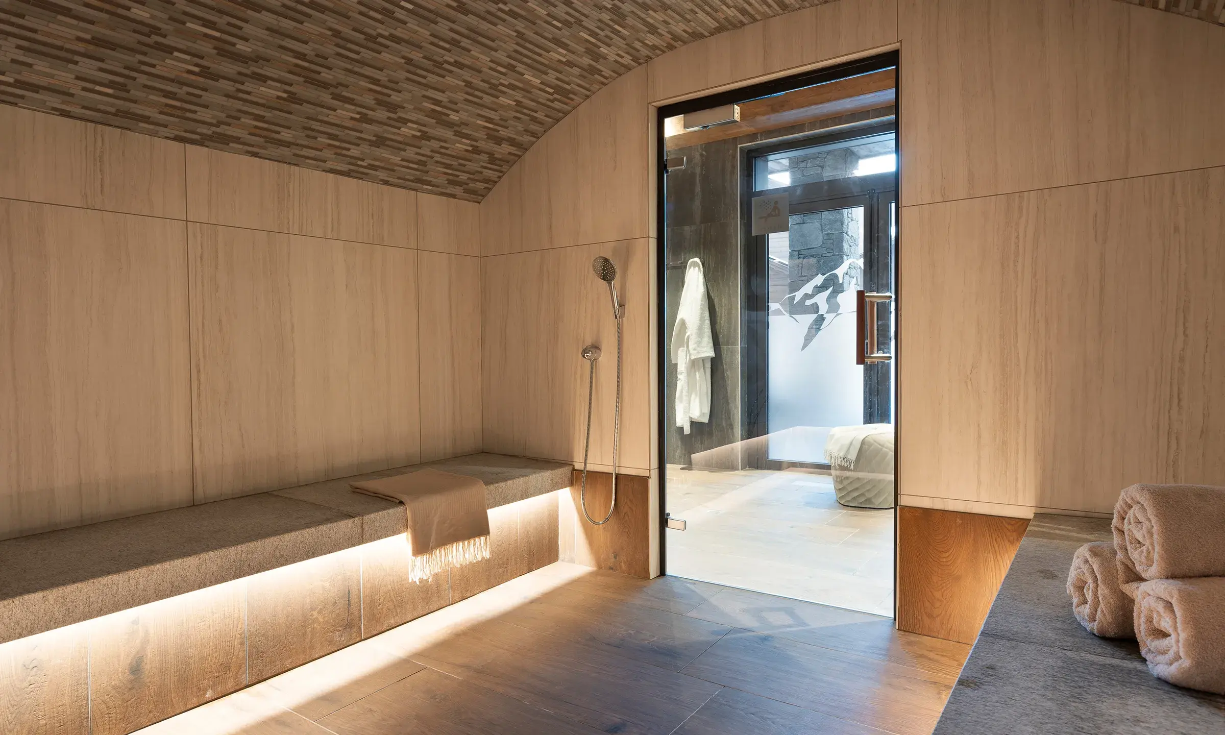 Hammam disponible dans l'espace bien-être des Chalets Láska aux Contamines-Montjoie
