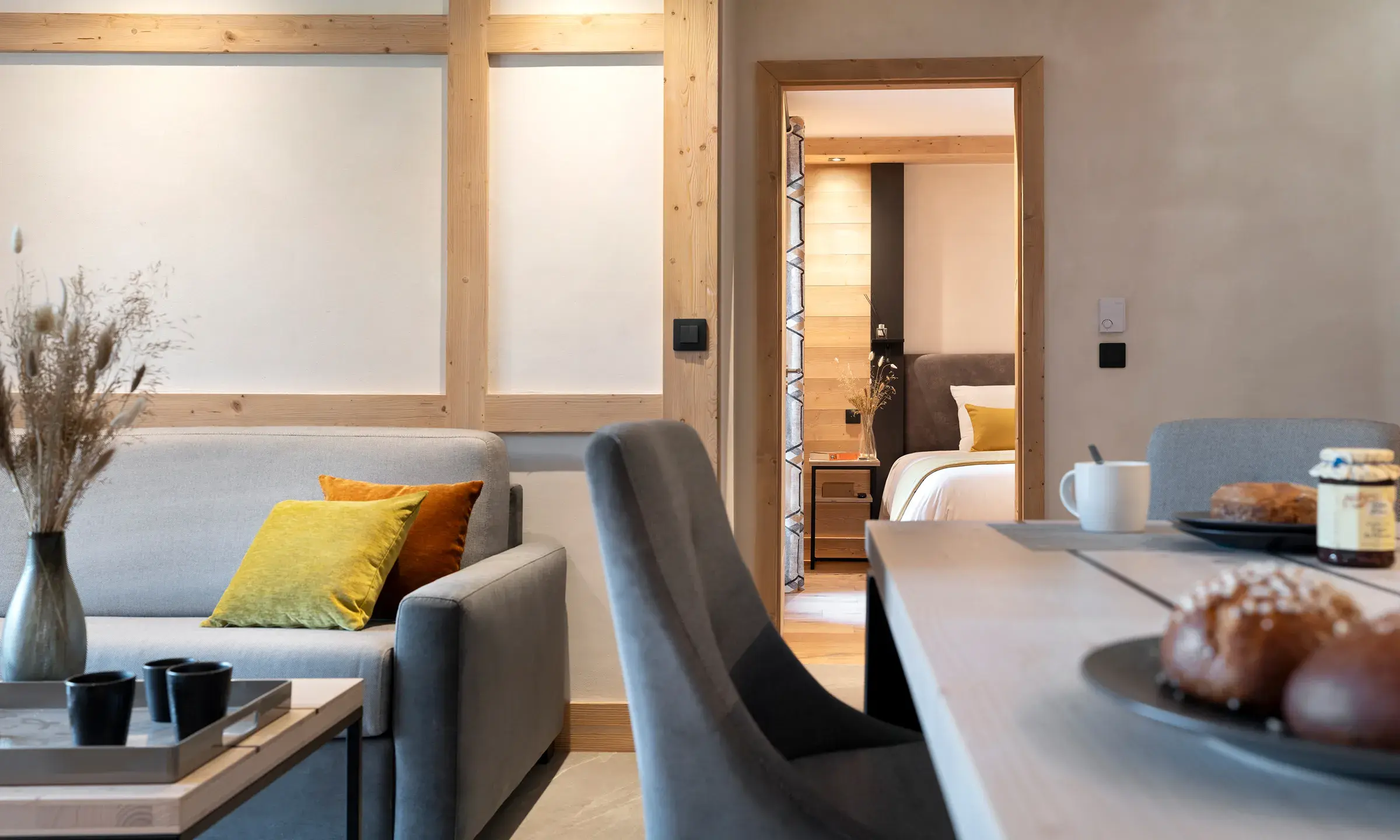 Salon dans un appartement à vendre au Hameau de l'Ours à Manigod La Croix Fry 