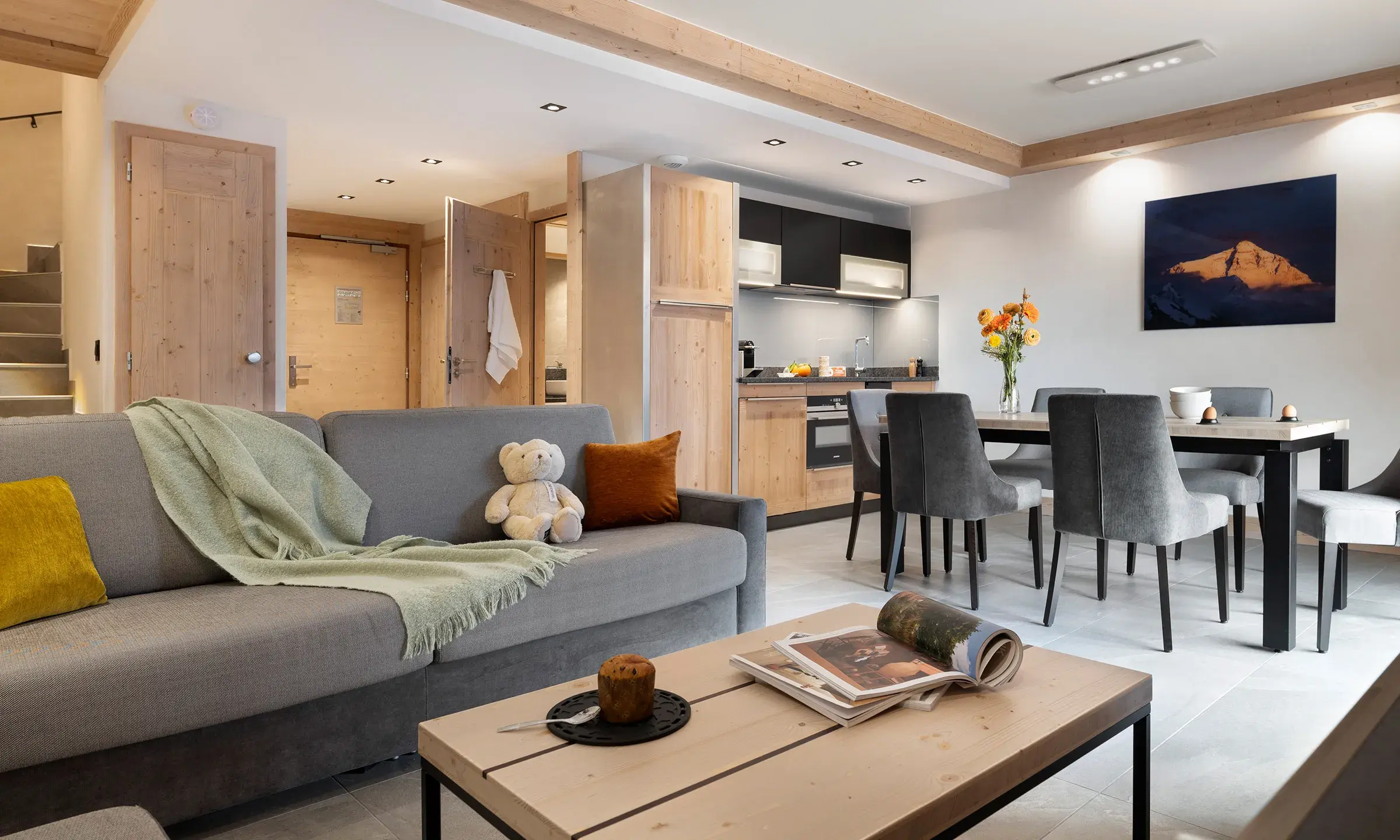 Pièce de vie dans un appartement de la résidence Akoya à Valmorel