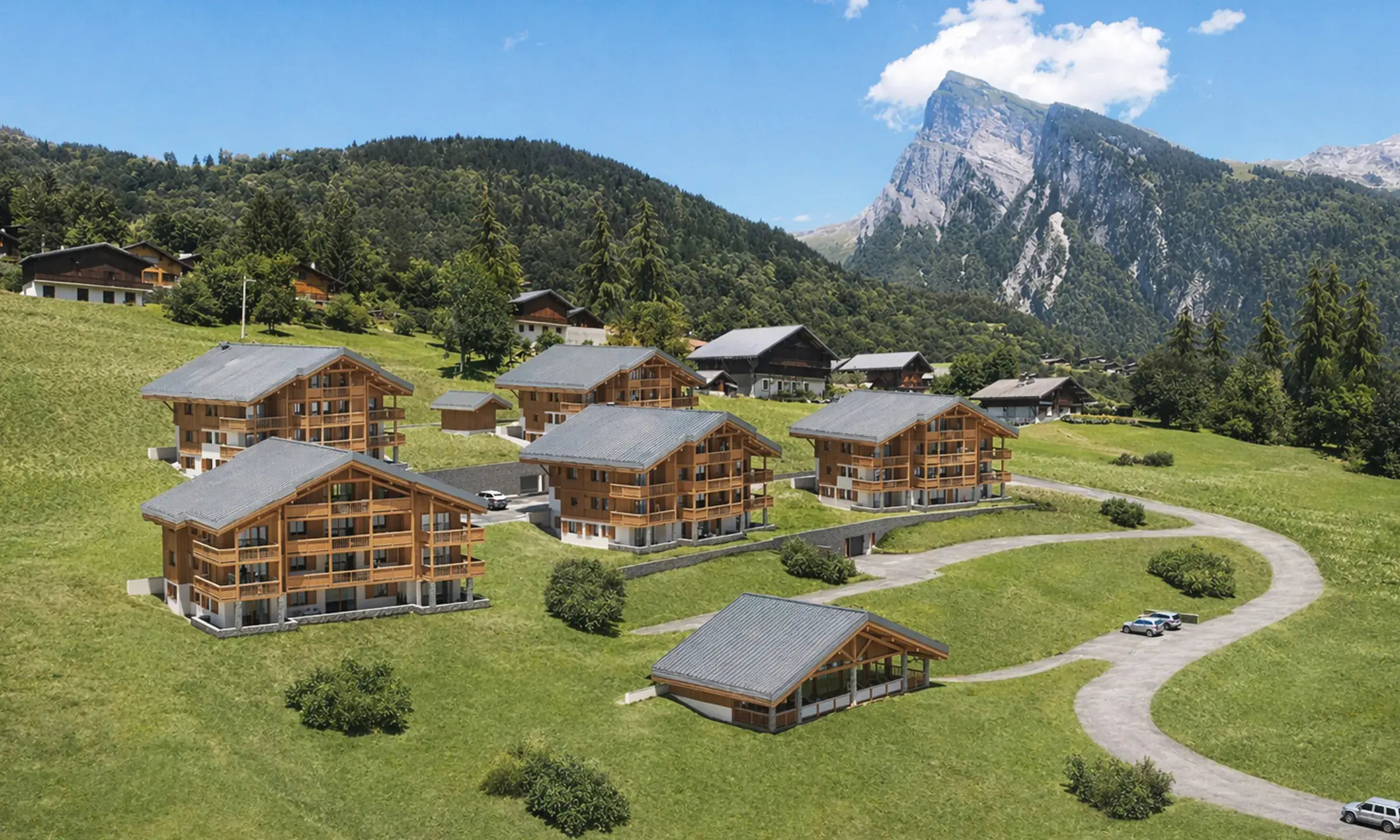 Chalets Bérénice à Samoëns, avec piscine en été