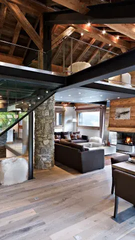 Chalet Apsara - Chalet de prestige - Méribel - Pièce à vivre - Cheminée