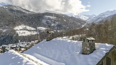Chalet Apsara à Méribel, panorama depuis le chalet dominant le quartier des Allues et les montagnes environnantes